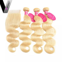 Load image into Gallery viewer, 100% Human Hair 3 Bundles with Lace Frontal Closure (18" 20", 22" + 16" closure)